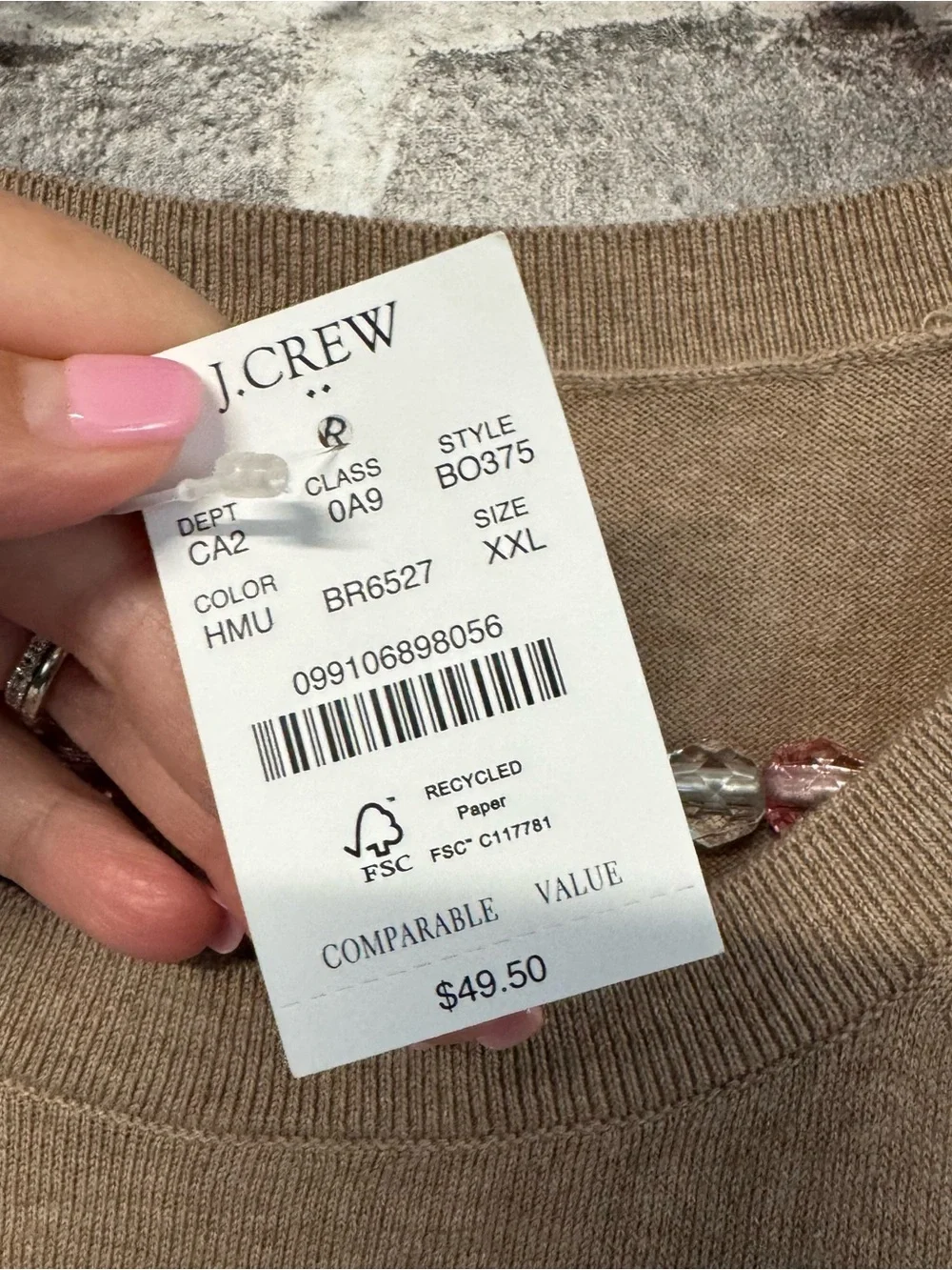 NWT J. Crew Sweater shell Hthr mushroom tan